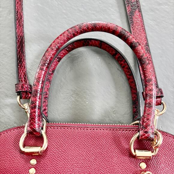 Coach Katy Snake Embossed Crossbody Satchel C5832 Cherry Red - Picture 6 of 15